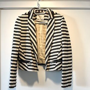 MAJE BLACK AND WHITE STRIPED BLAZER